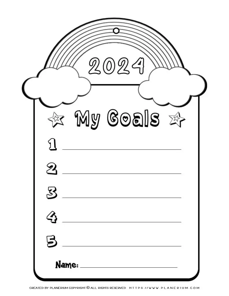 2024 Goals Template Decoration Rainbow - Planerium