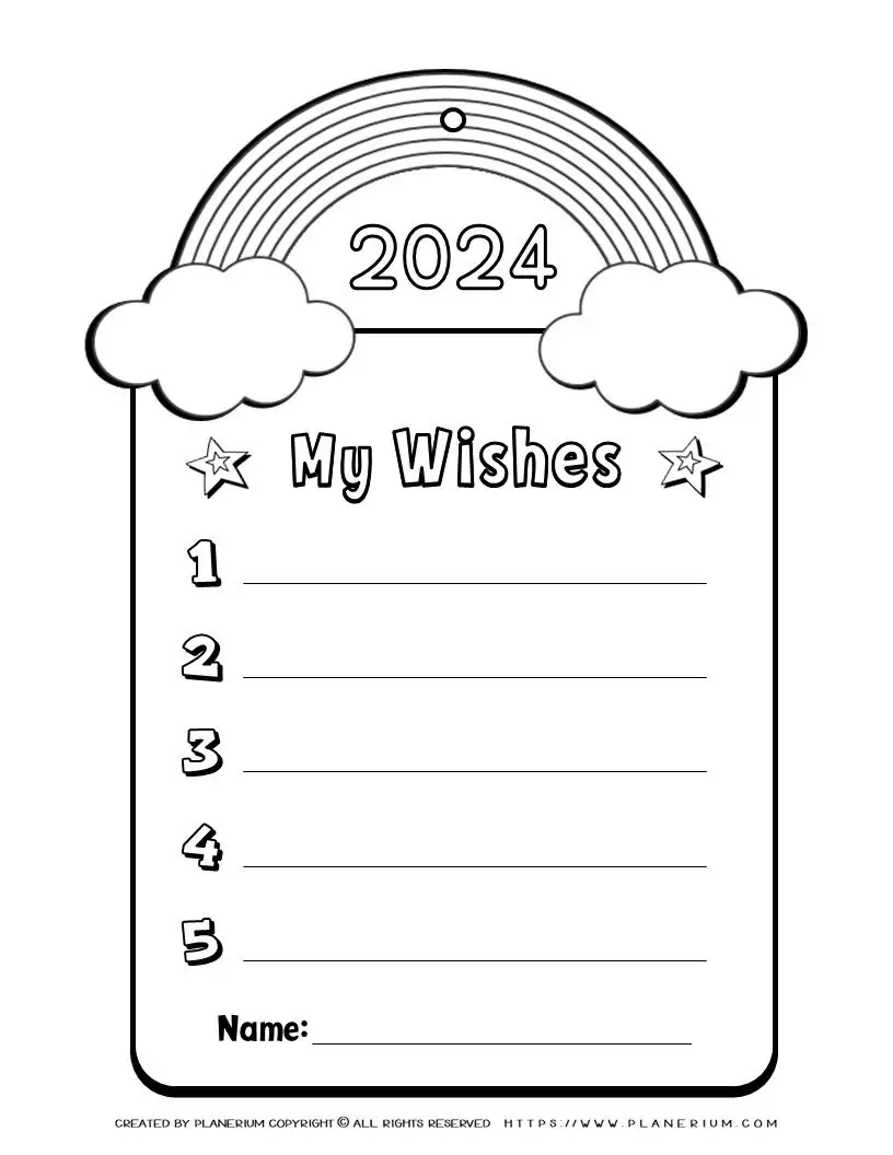 024 Wishes Template Decoration Rainbow - Planerium