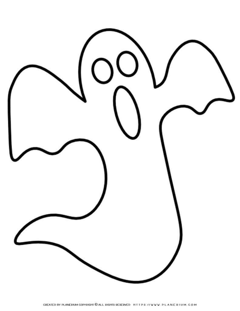 Free Halloween Coloring Page: Big Flying Ghost Outline for Kids