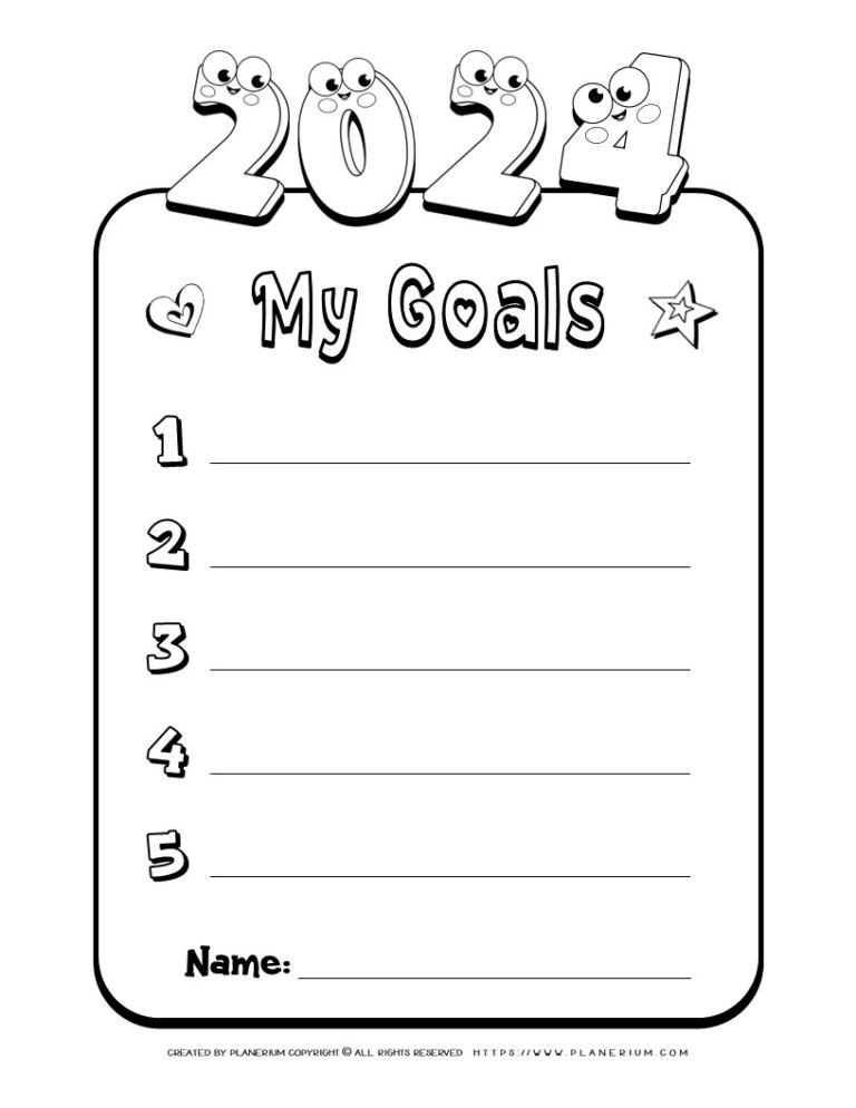 New Year Goals Template 2024: Free Printable for Kids