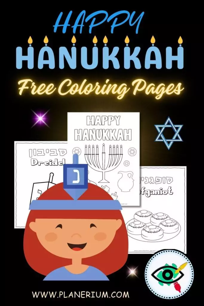 Free Hanukkah coloring pages for kids with menorah, dreidel and holiday symbols, printable activities for classroom and home use.
