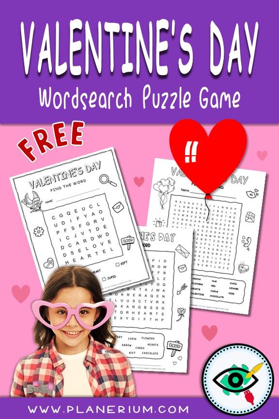 Free Valentine’s Day word search puzzle game for kids with printable holiday vocabulary activity for classroom use.