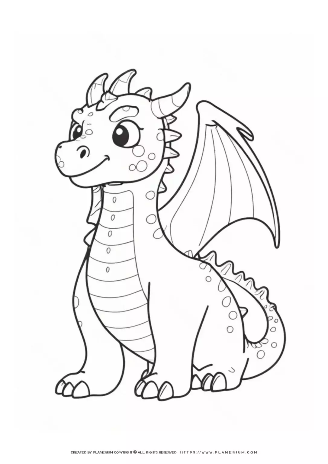 Cartoon dragon coloring page for kids