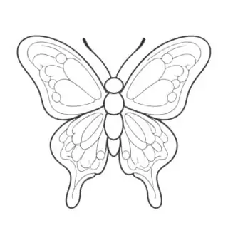 Printable butterfly coloring page graphic.