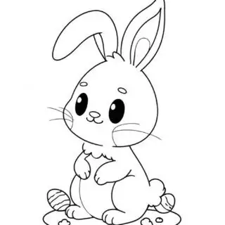 Cartoon rabbit coloring page illustration.