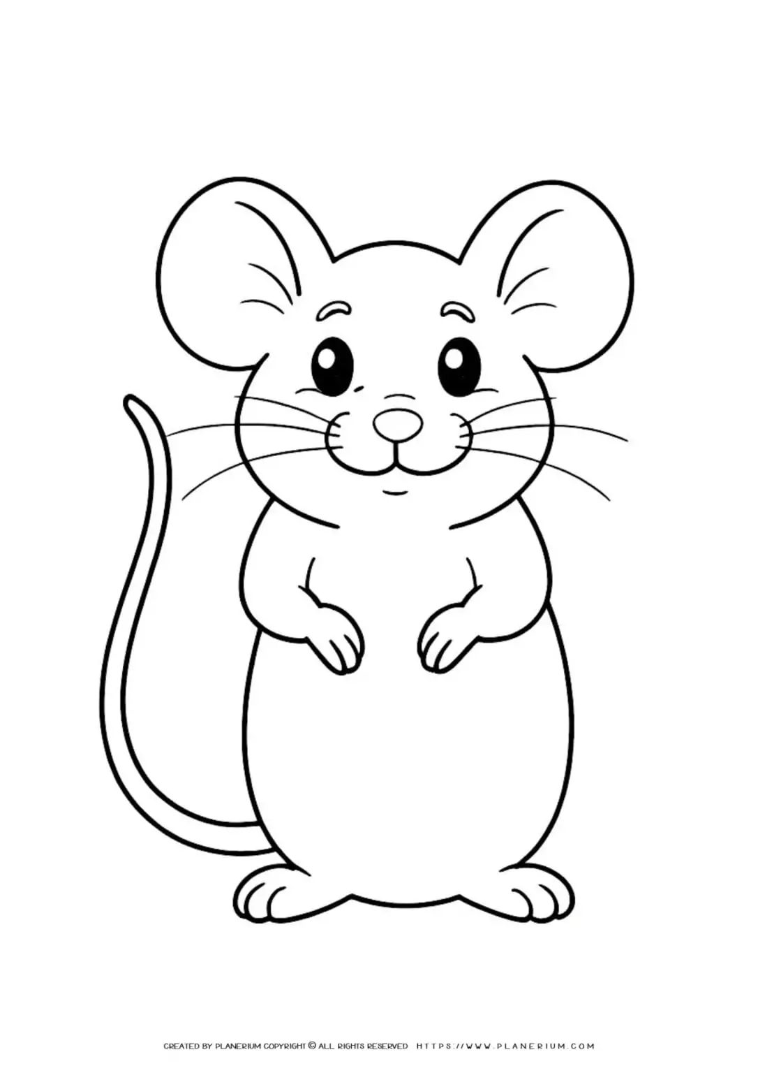 Printable cute mouse coloring page illustration.