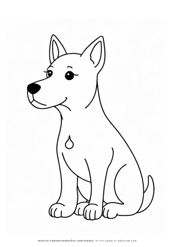 Dog line art for coloring activity.