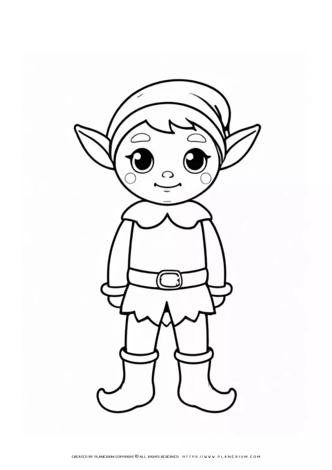 Cartoon elf coloring page for kids.