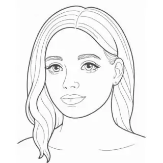 Line drawing of woman's face for coloring.