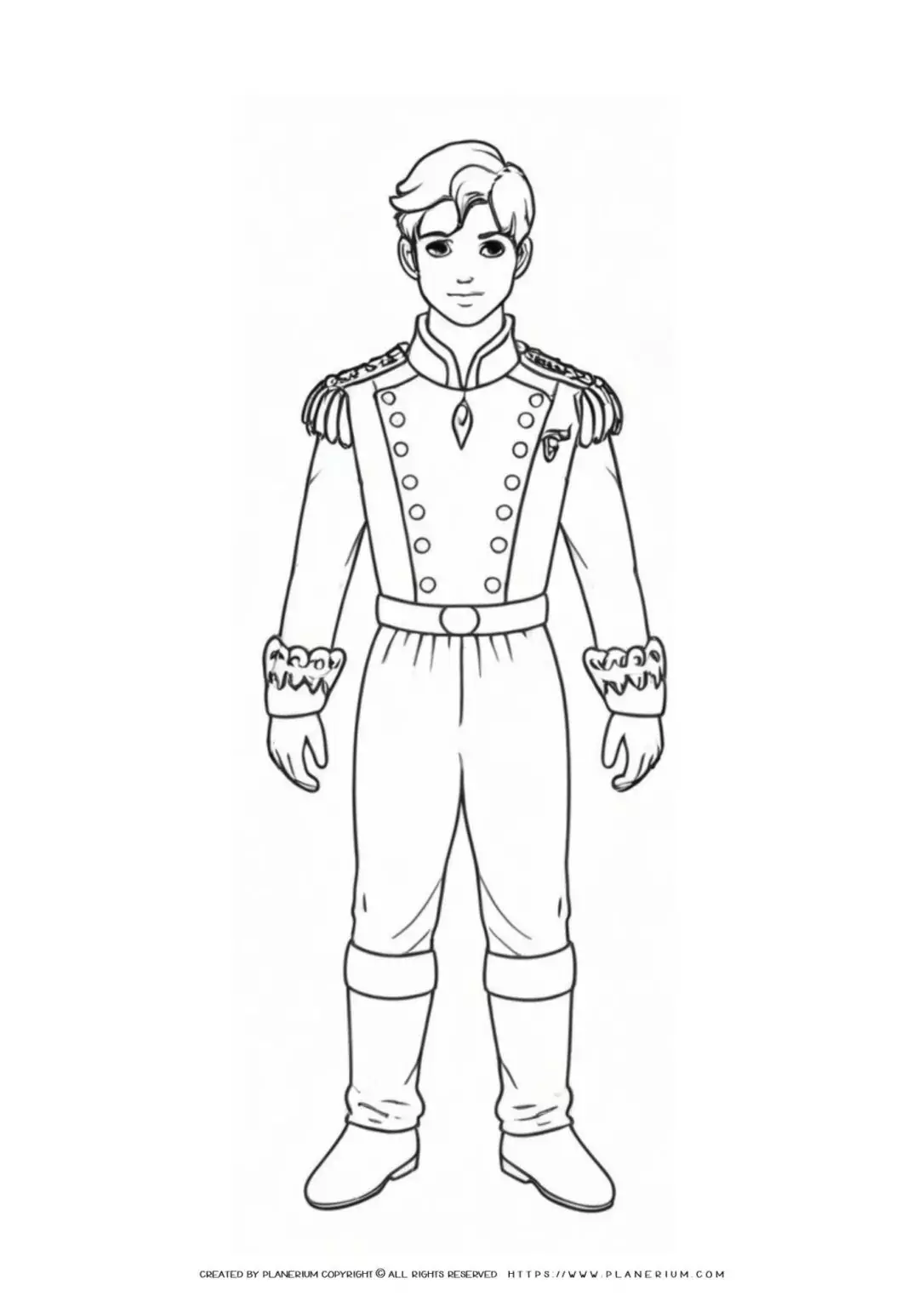 Illustration of prince character for coloring book.