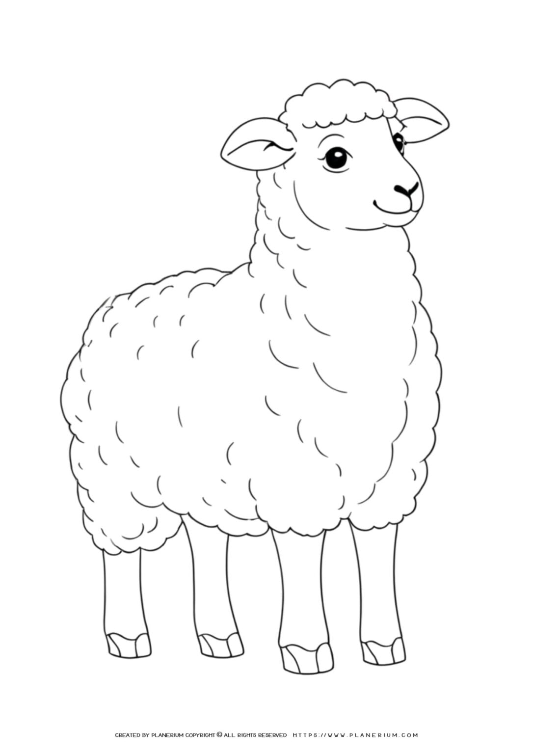 Happy Sheep Kids Coloring Page: Learn About Farm Animals