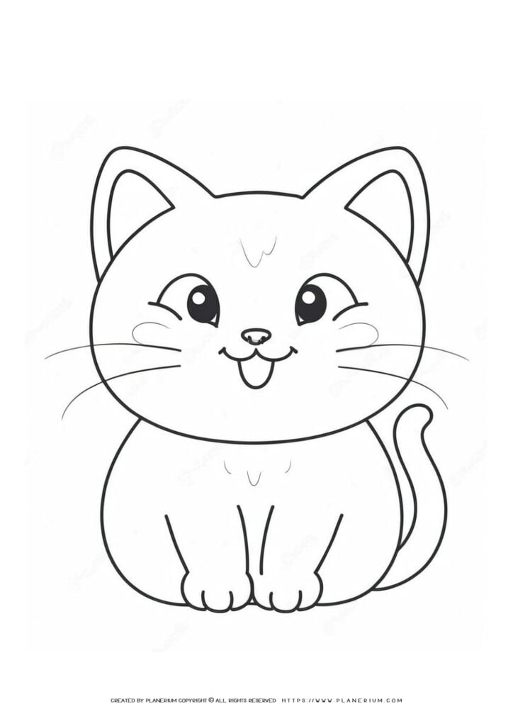 Cute Cat Coloring Page - Fun Farm Animals And Pets Printable