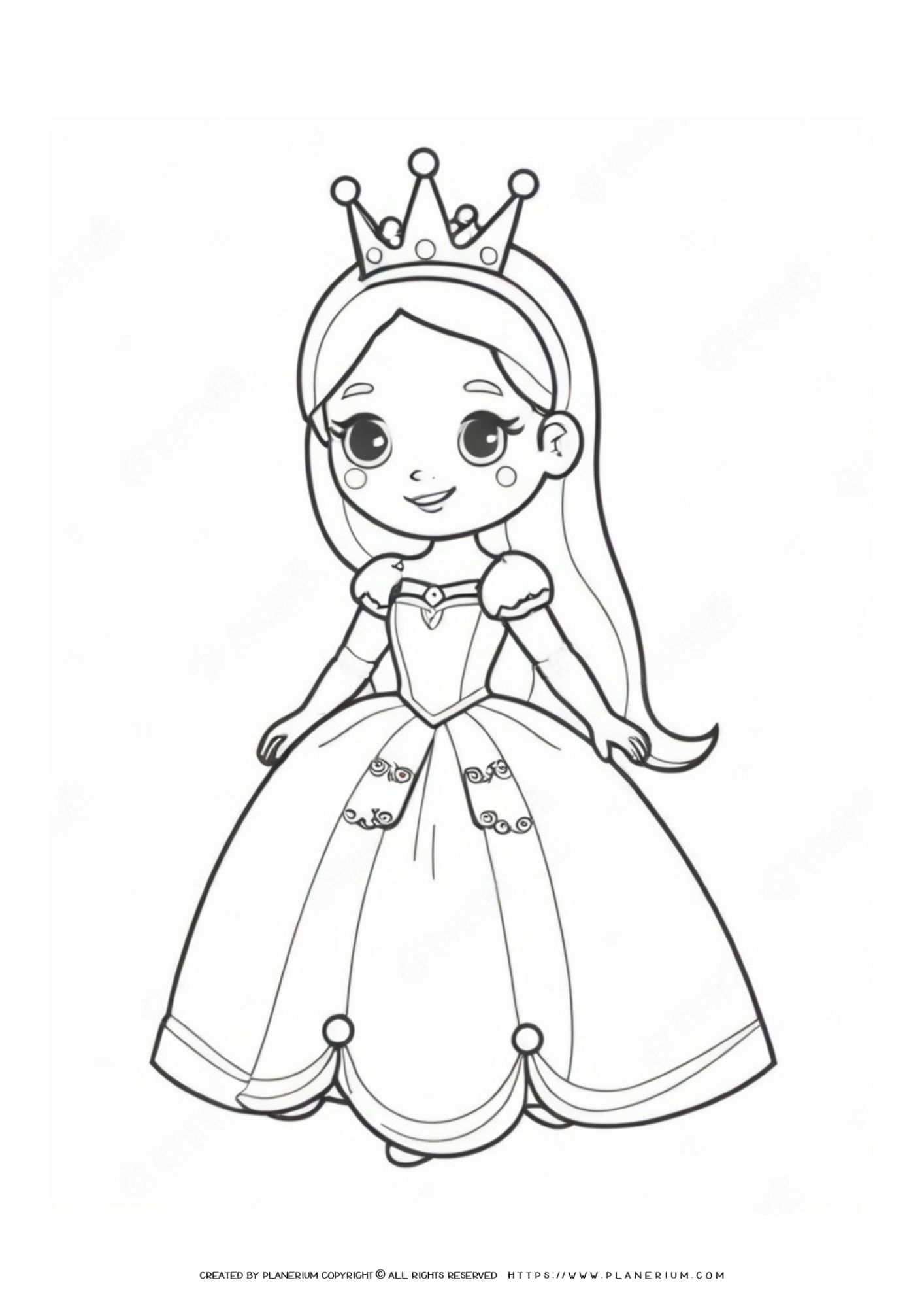 Beautiful Princess In Garden Coloring Pages Drawing For Kids PNG Images |  EPS Free Download - Pikbest