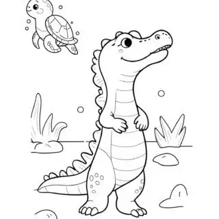 Alligator-and-Sea-Turtle-Animal-Underwater-Coloring-Page-for-Kids