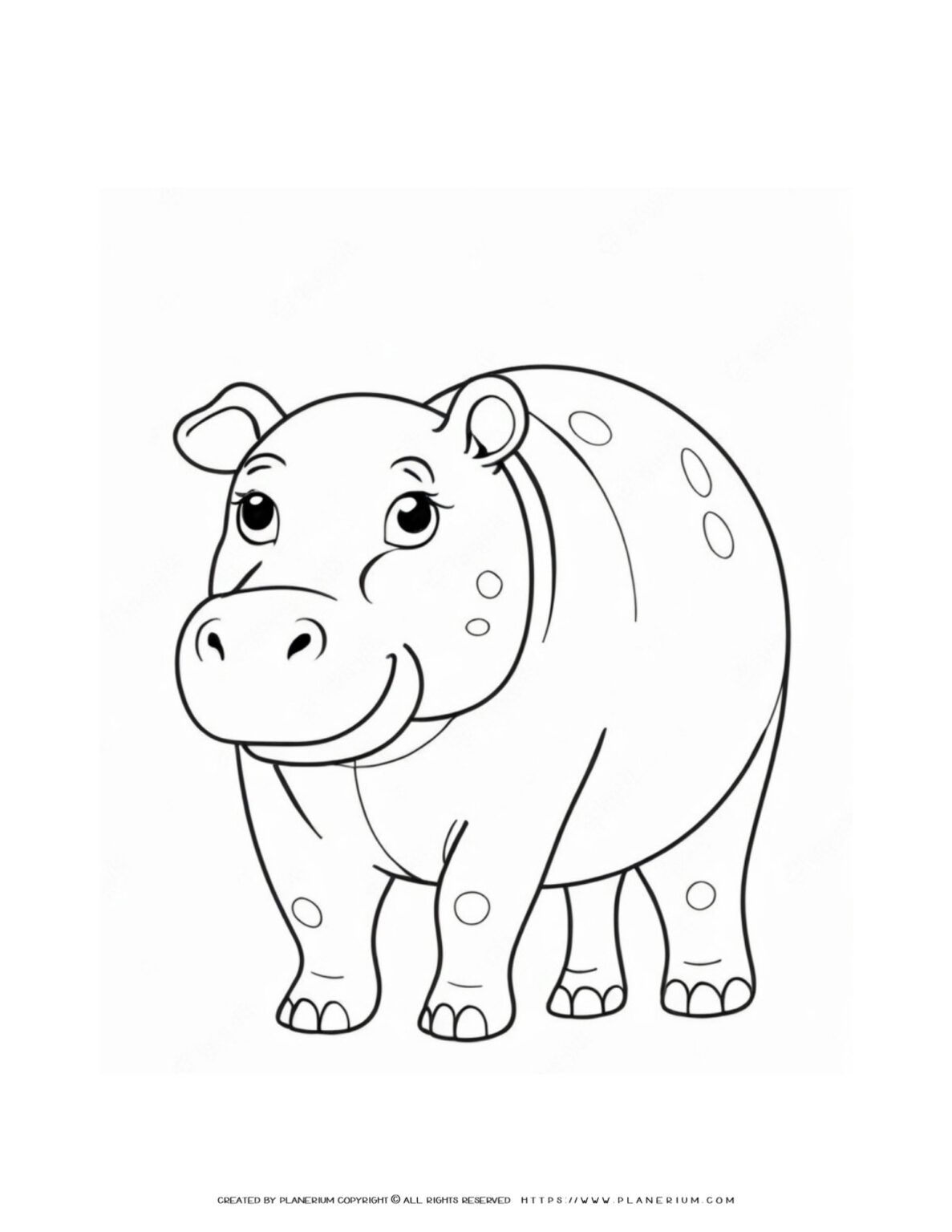 Enjoy Learning with Our Cute Hippo Outline Coloring Page for Kids