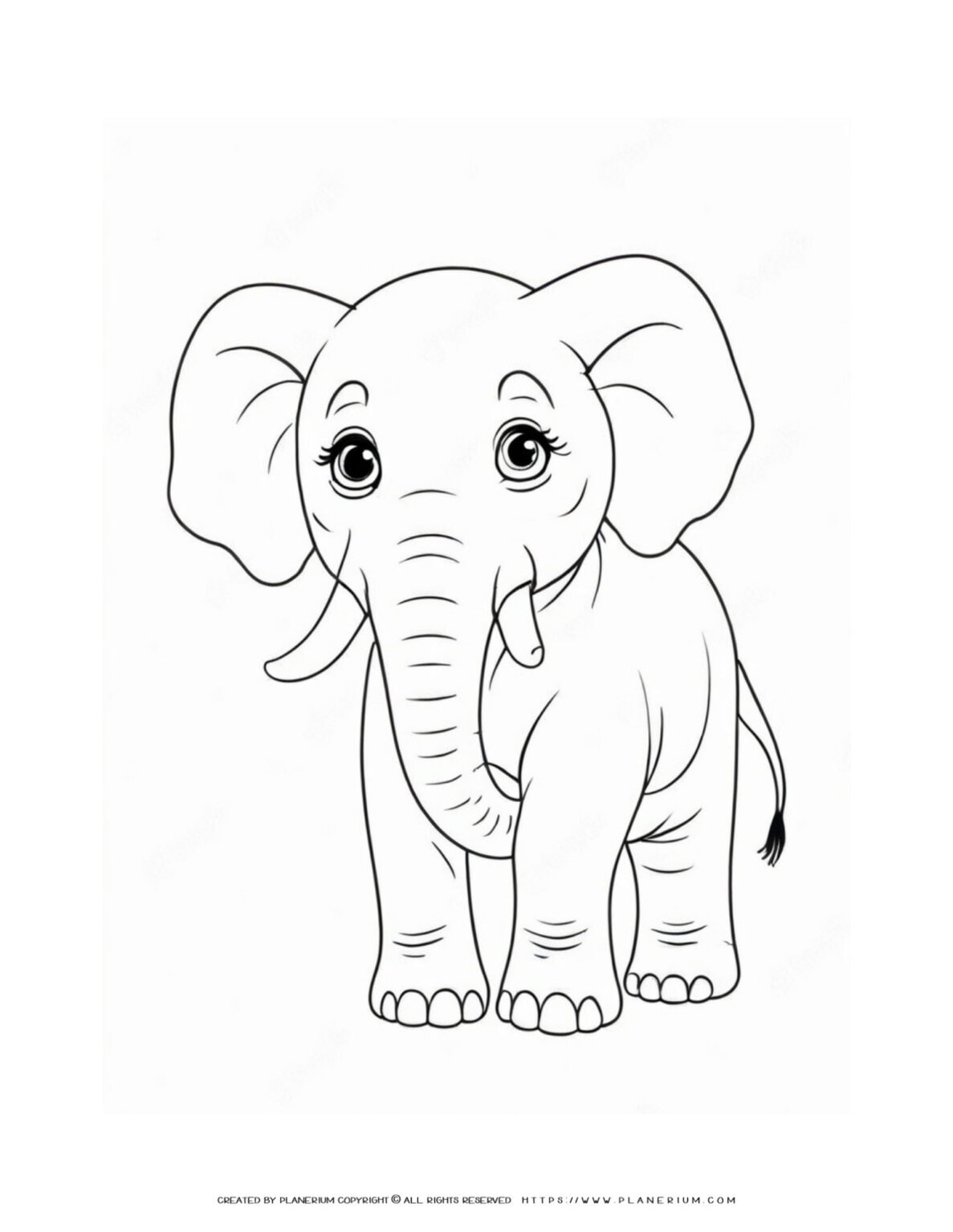 Engage Kids with Big Elephant Comic Style Coloring Page