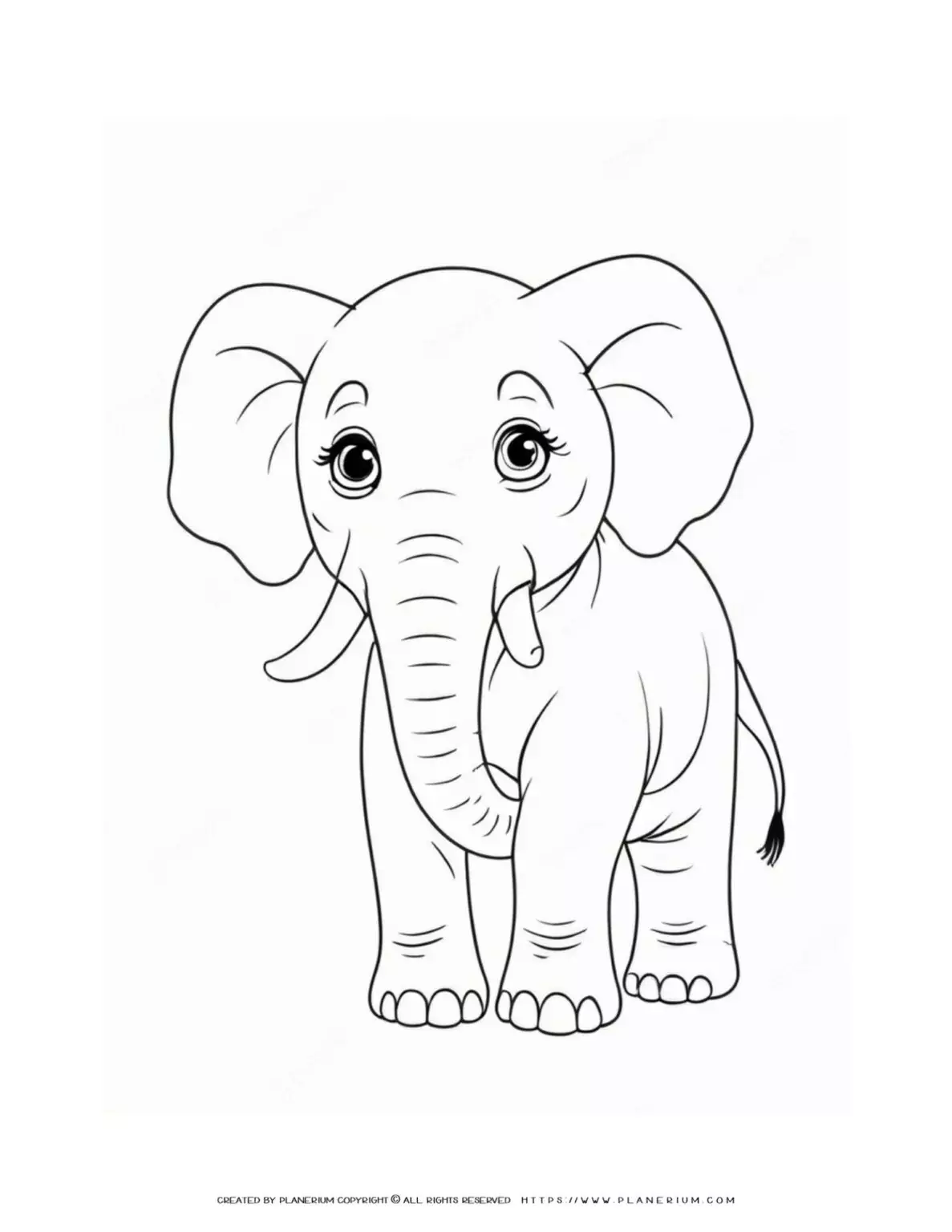 Big-Elephant-Standing-Comic-Style-Coloring-Page-for-Kids