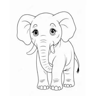 Big-Elephant-Standing-Comic-Style-Coloring-Page-for-Kids