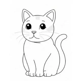 Cat-Sitting-Outline-Simple-Coloring-Page
