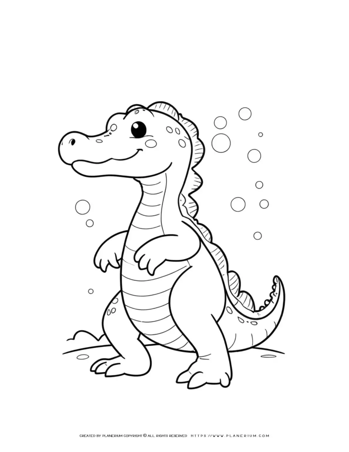 Cute-Alligator-Standing-Ocean-Coloring-Page-for-Kids