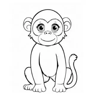 Cute-Baby-Monkey-Outline-Coloring-Page