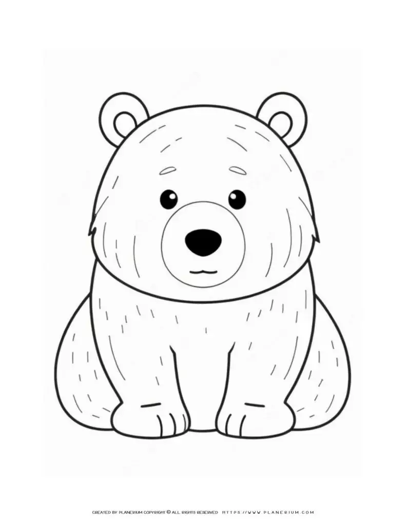 Cute-Bear-Outline-Sitting-Coloring-Page