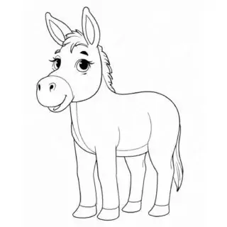 Cute-Donkey-Outline-Simple-Coloring-Page