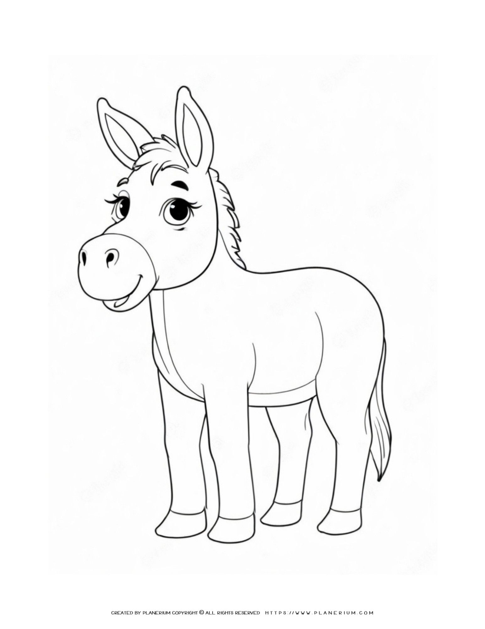 Boost Creativity & Learning with our Cute Donkey Coloring Page