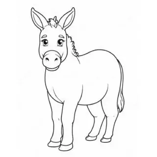 Cute-Donkey-Standing-Simple-Coloring-Page