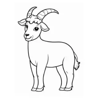 Cute-Happy-Goat-Outline-Simple-Coloring-Page