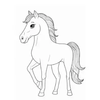Cute-Horse-Standing-Outline-Simple-Coloring-Page
