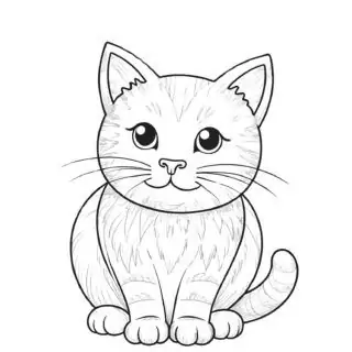Cute-Kitten-Sitting-Drawing-Coloring-Page