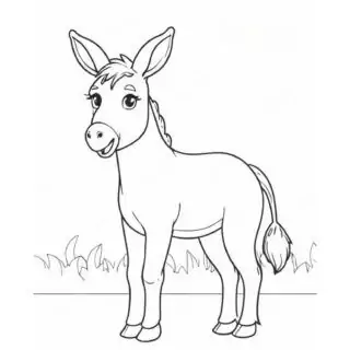 Cute-Little-Donkey-Standing-Simple-Coloring-Page