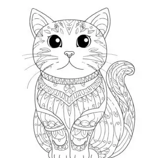 Detailed-Cat-Sitting-Drawing-Coloring-Page-for-Adults