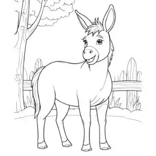 Donkey-Standing-Simple-Farm-Coloring-Page