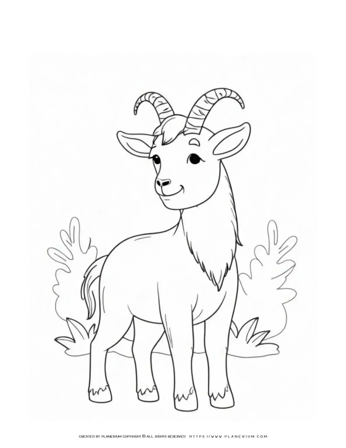 Friendly-Goat-Outline-Simple-Coloring-Page