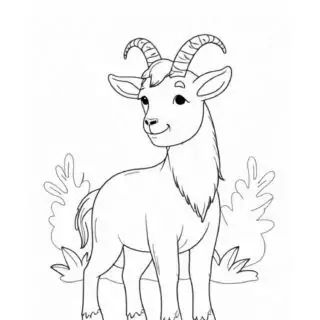 Friendly-Goat-Outline-Simple-Coloring-Page