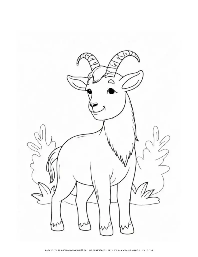 Friendly-Goat-Outline-Simple-Coloring-Page