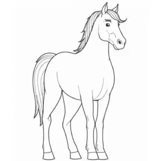 Horse-Standing-Outline-Coloring-Page