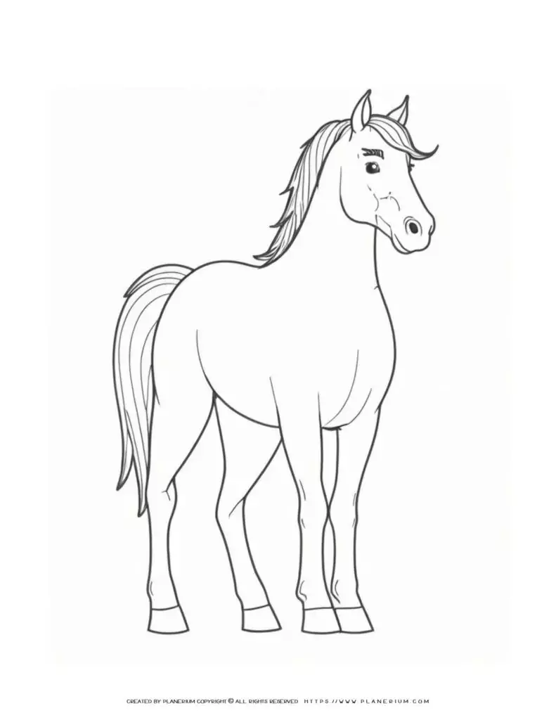 Horse-Standing-Outline-Coloring-Page
