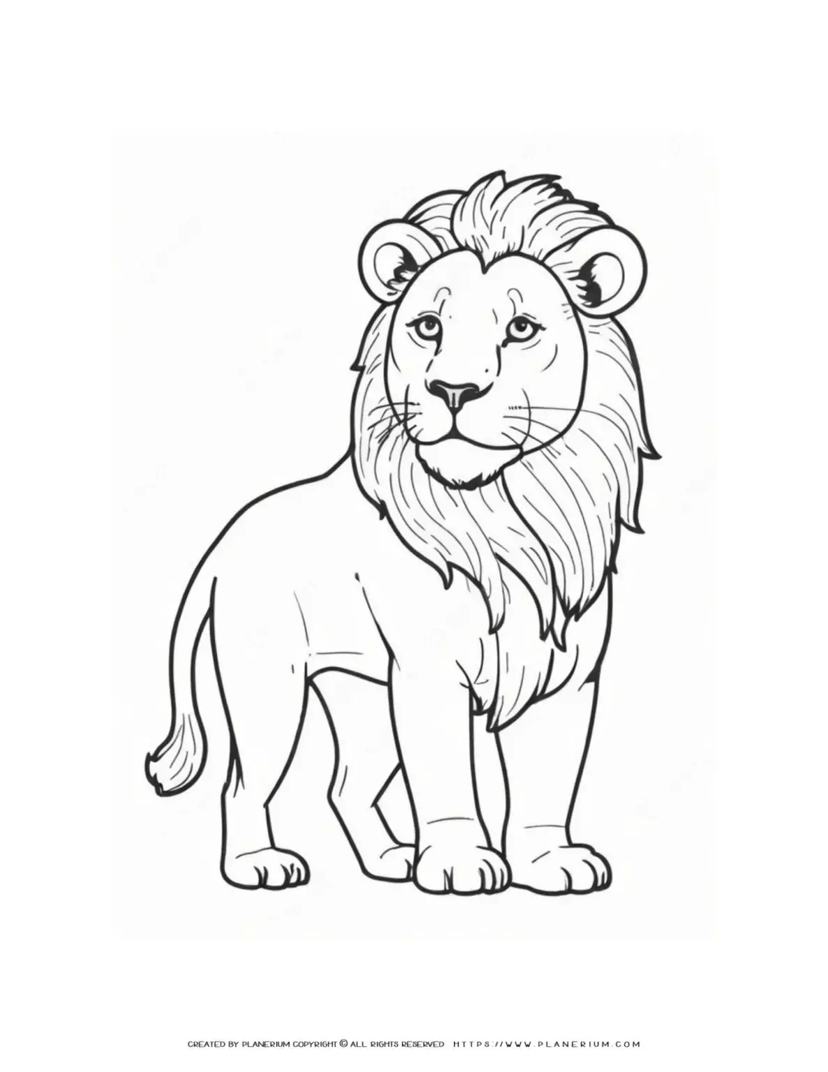 Outline-Lion-Standing-Coloring-Page