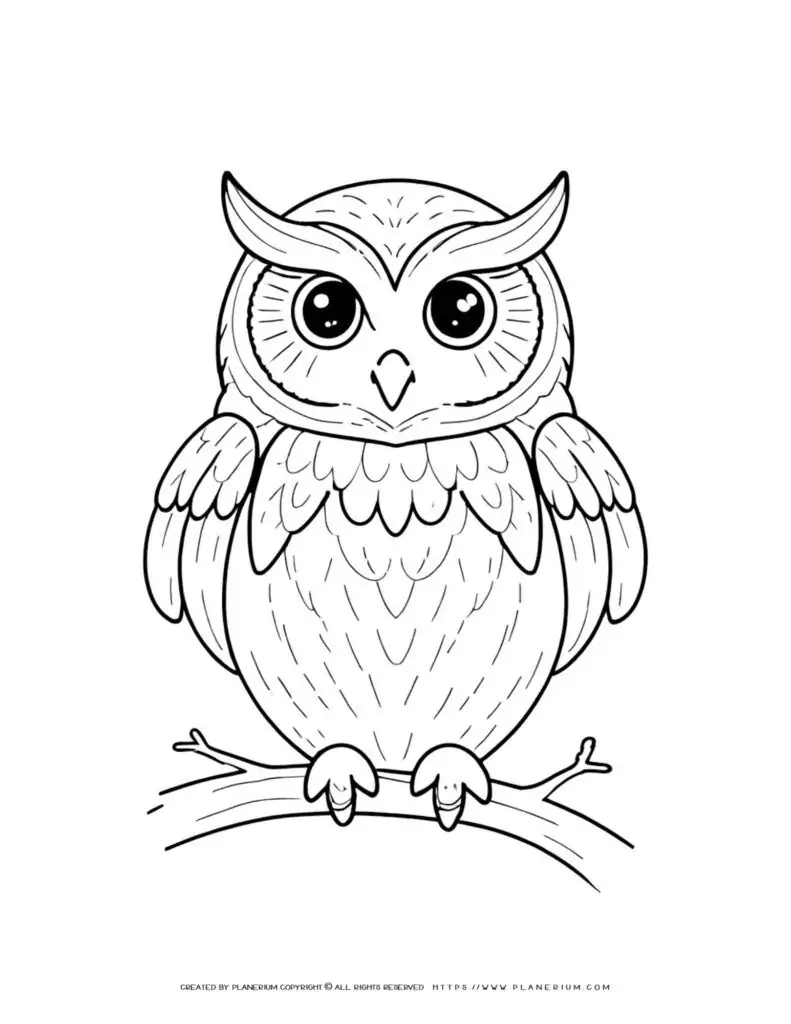 Owl-Outline-on-a-Branch-Animal-Coloring-Page-for-Kids