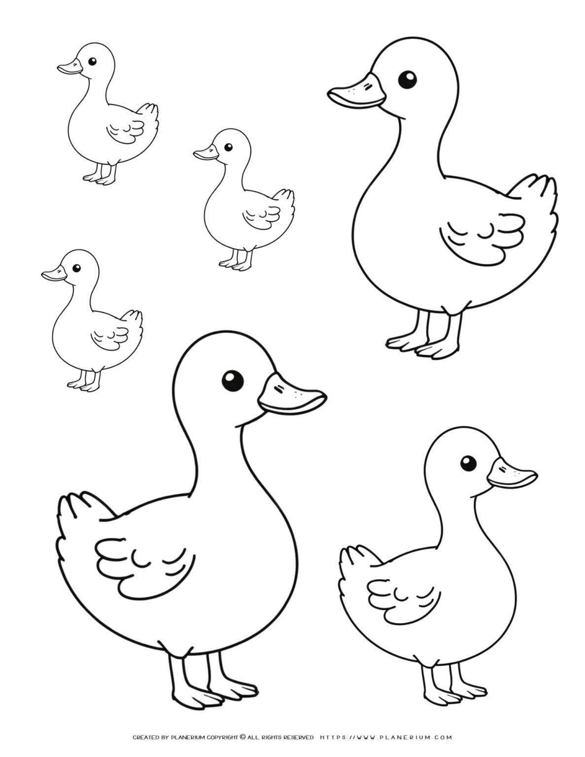 Explore Creativity & Learning with Unique Six-Duck Coloring Page