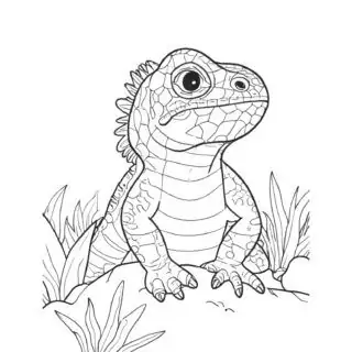 Sneaky-Lizard-Emerges-from-Mossy-Rock-Detailed-Coloring-for-Reptile-Fans