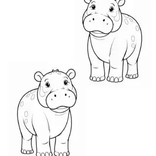Two-Cute-Baby-Hippo-Outlines-Coloring-Page-for-Kids
