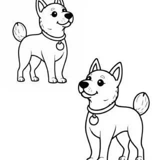 Two-Cute-Dogs-Outlines-Coloring-Page-for-Kids