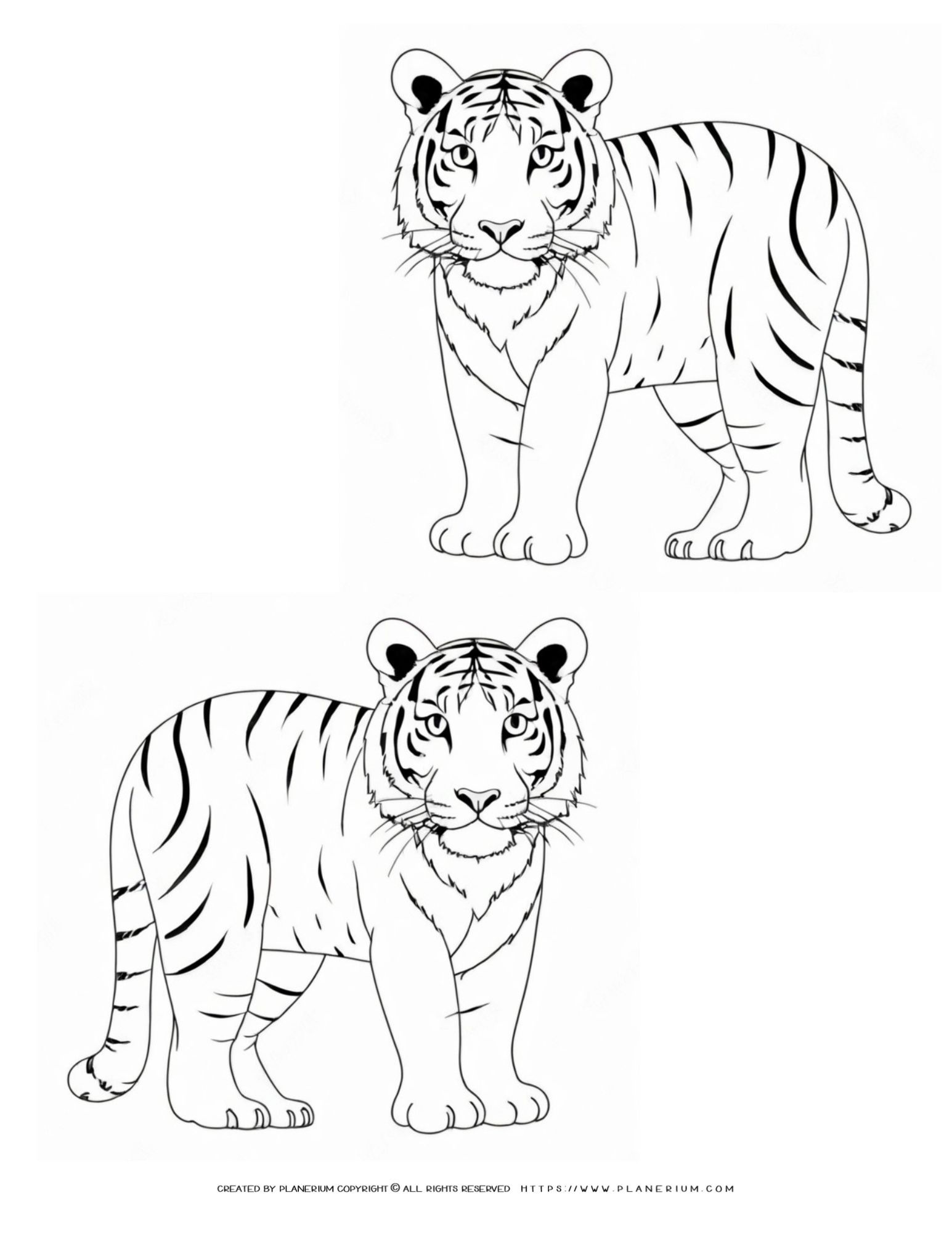 Captivate Kids with Two Tigers Printable Coloring Page for Learning