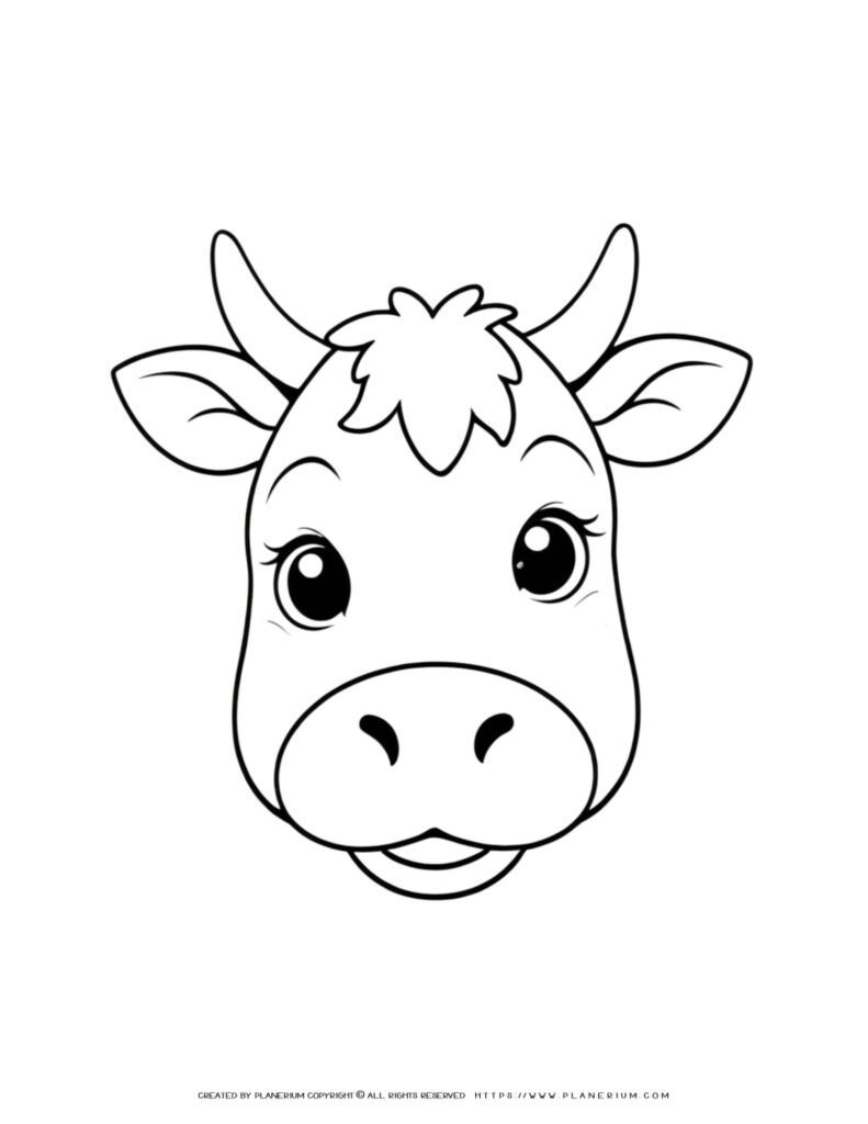 Cute Baby Cow Face Outline Coloring Page - A Fun and Engaging Activity ...