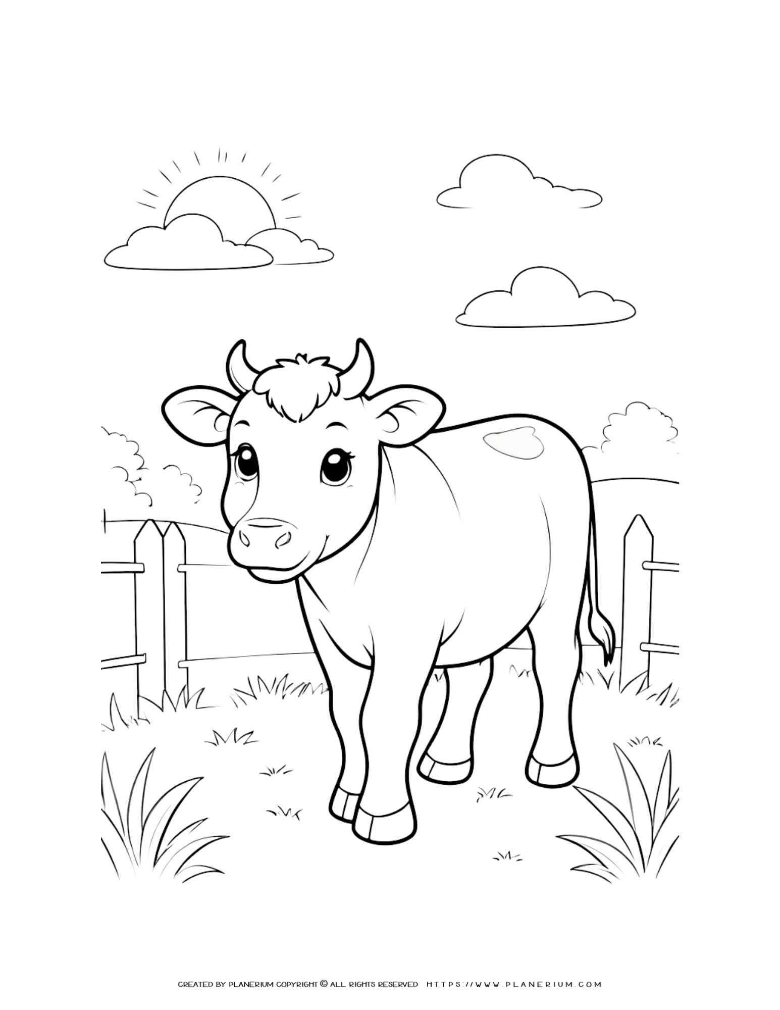 Cute Baby Cow Drawing Coloring Page for Kids - Enjoyable and ...