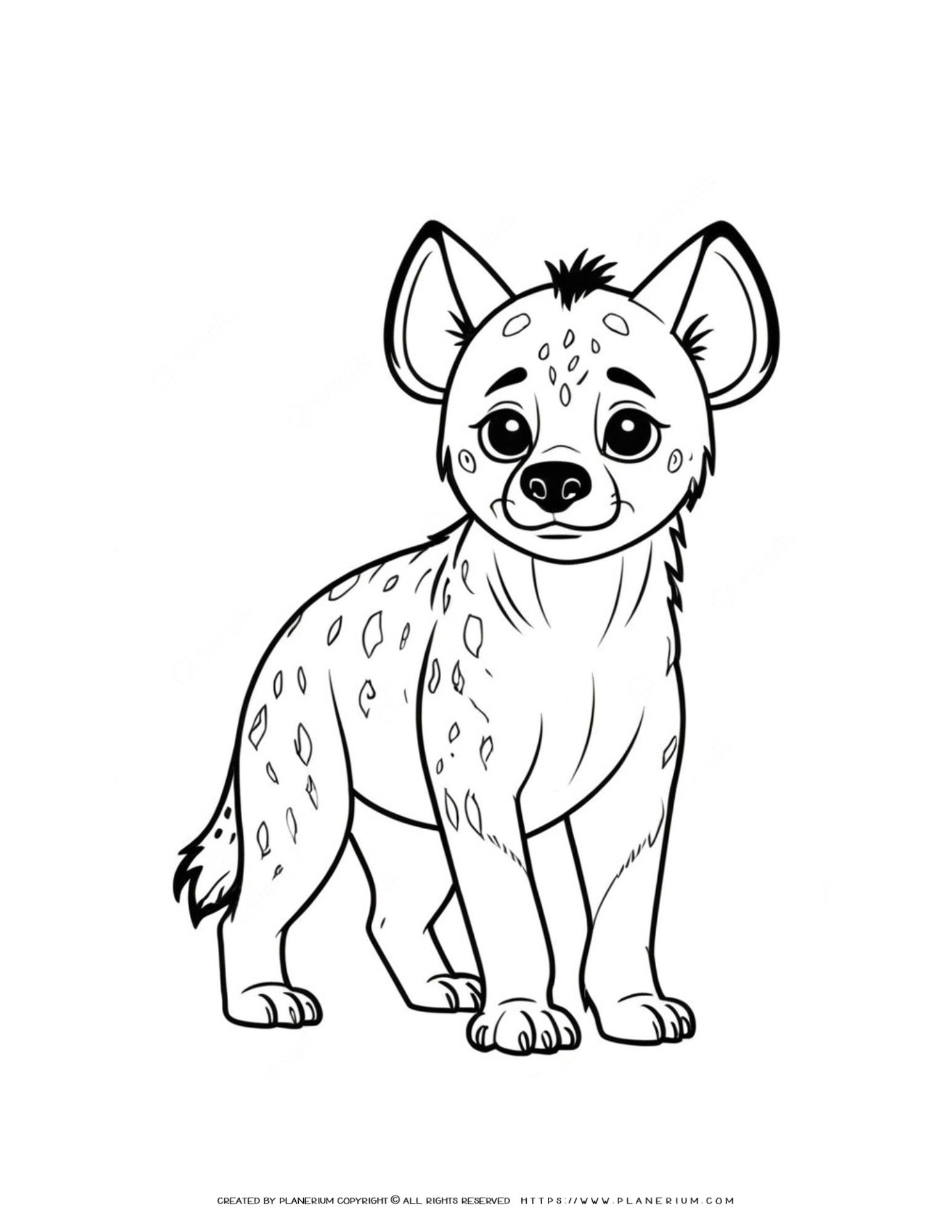 Baby Hyena Coloring Page for Kids - Fun and Educational Animal Activity